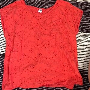 Women's Red Eyelet Top